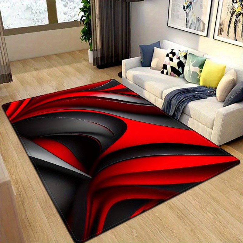 Commercial Wall Printing Machine - Красно-черный 2D-коврик с абстрактным узором «спираль»,
